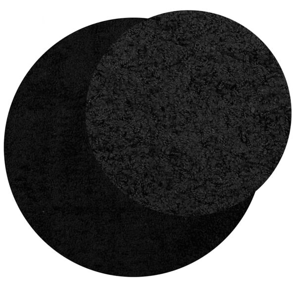 vidaXL Tapis shaggy PAMPLONA poils longs moderne noir &Oslash; 80 cm