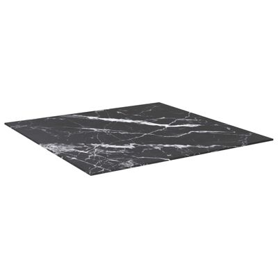 vidaXL Dessus de table noir 80x80 cm 6 mm verre trempé design marbre