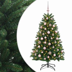 vidaXL Sapin de No&euml;l artificiel vert moyen avec boules 150 cm 150 LED
