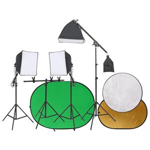 vidaXL Kit de studio photo avec &eacute;clairage &eacute;cran de fond et r&eacute;flecteur