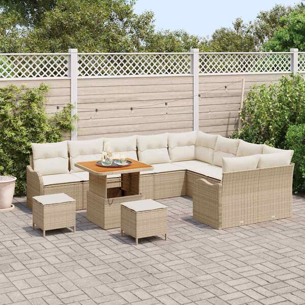vidaXL Ensemble de canap&eacute; de jardin 12 pcs Beige polyrotin