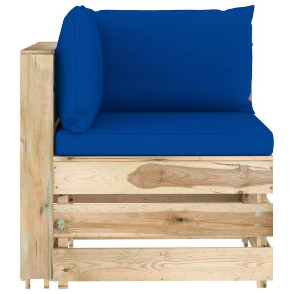 vidaXL Salon de jardin 3 pcs avec coussins Bois impr&eacute;gn&eacute; de vert