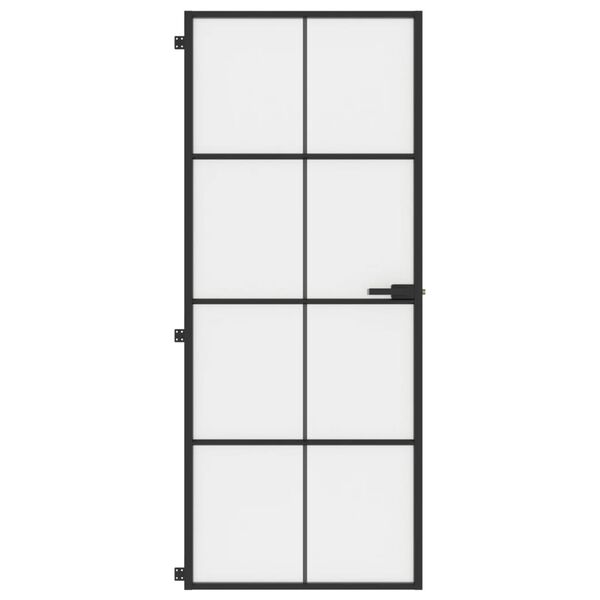 vidaXL Porte intérieure mince noir 83x201,5 cm verre trempé aluminium