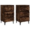 vidaXL Tables de chevet pieds en m&eacute;tal 2 pcs Ch&ecirc;ne fum&eacute; 40x35x69 cm