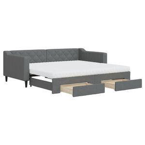 vidaXL Lit de jour avec gigogne et tiroirs gris fonc&eacute; 90x190 cm tissu