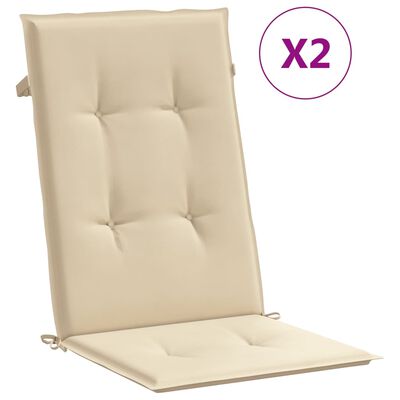 vidaXL Coussins de chaise de jardin dossier haut lot de 2 beige tissu