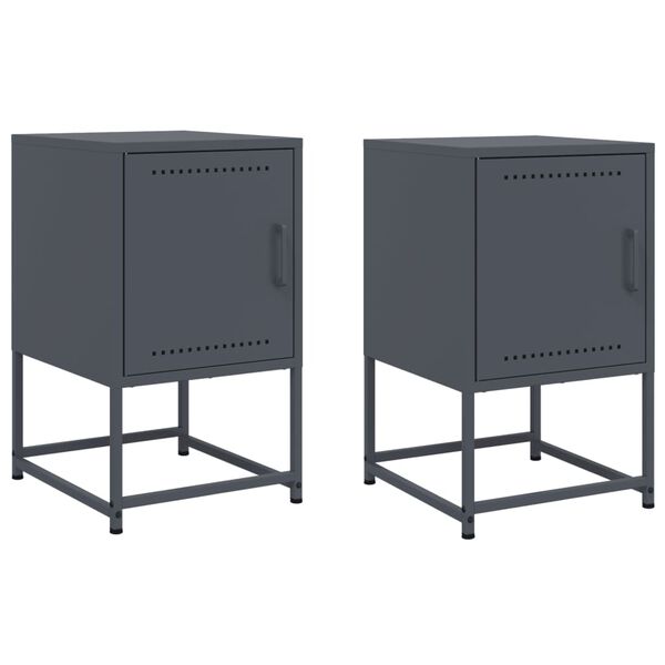 vidaXL Tables de chevet 2 pcs anthracite 36x39x60,5 cm acier
