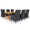 vidaXL Ensemble &agrave; manger de jardin 7 pcs Noir