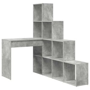 vidaXL Bureau d'angle avec &eacute;tag&egrave;re Gris b&eacute;ton 101,5 x 149,5 x 149,5 cm