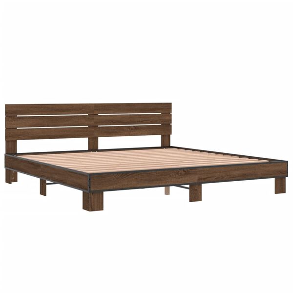 vidaXL Cadre de lit sans matelas ch&ecirc;ne marron 200x200 cm