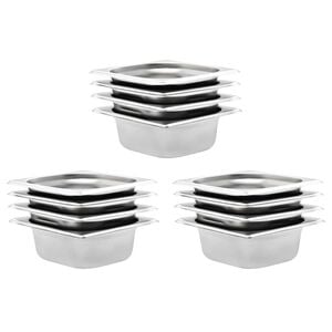 vidaXL R&eacute;cipients Gastronorm 12 pcs GN 1/6 65 mm Acier inoxydable