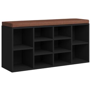 vidaXL Banc &agrave; chaussures Noir 103x30x48 cm Bois d'ing&eacute;nierie