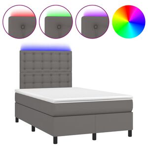 vidaXL Sommier &agrave; lattes de lit avec matelas et LED Gris 120x200 cm