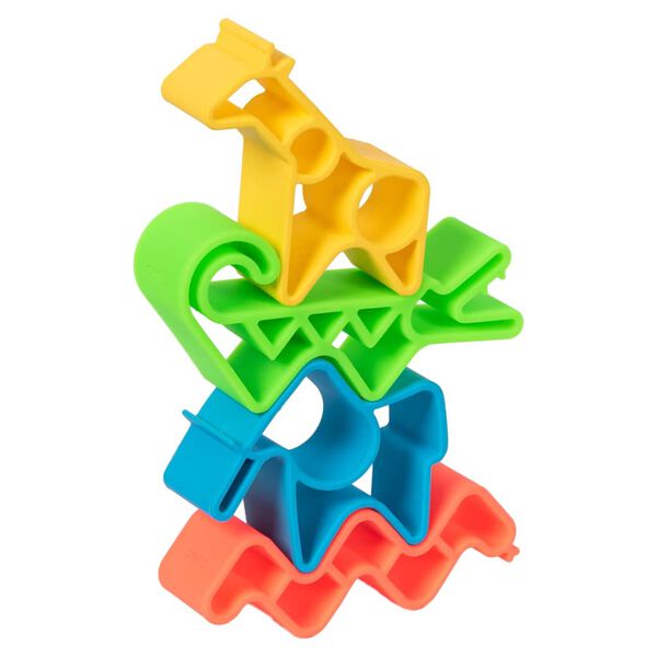 d&euml;na Ensemble de jouets en silicone en forme d'animaux Neon 4 pcs