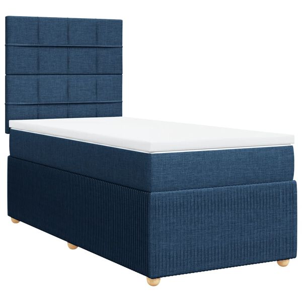 vidaXL Sommier &agrave; lattes de lit avec matelas Bleu 80x200 cm Tissu