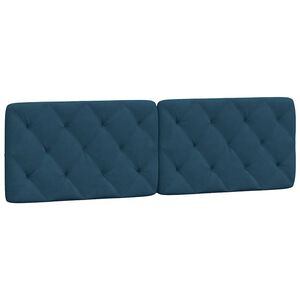 vidaXL Coussin de t&ecirc;te de lit bleu 160 cm velours