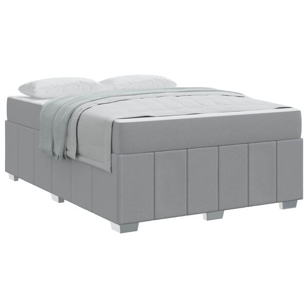vidaXL Cadre de lit avec matelas Gris clair 140 x 200 cm tissu