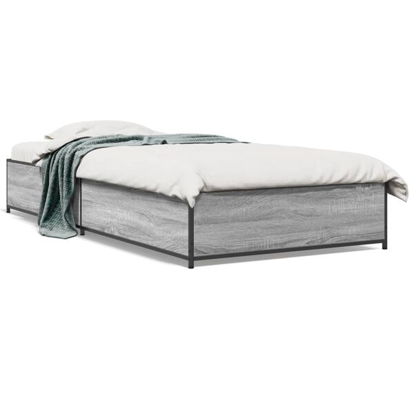 vidaXL Cadre de lit sans matelas sonoma gris 90x190 cm