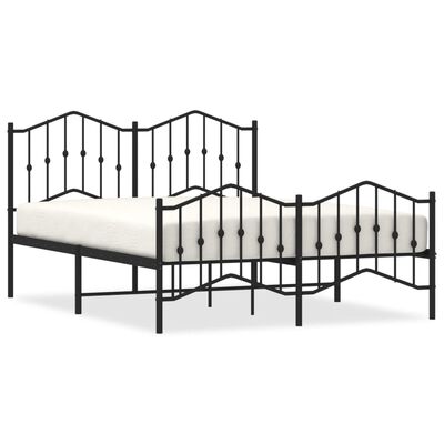 vidaXL Cadre de lit métal sans matelas avec pied de lit noir 150x200cm