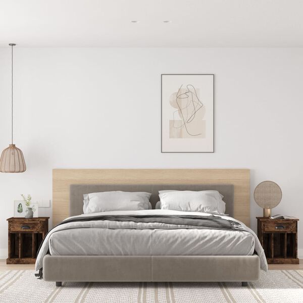 vidaXL Tables de chevet 2 pcs ch&ecirc;ne fum&eacute; 43x36x50 cm