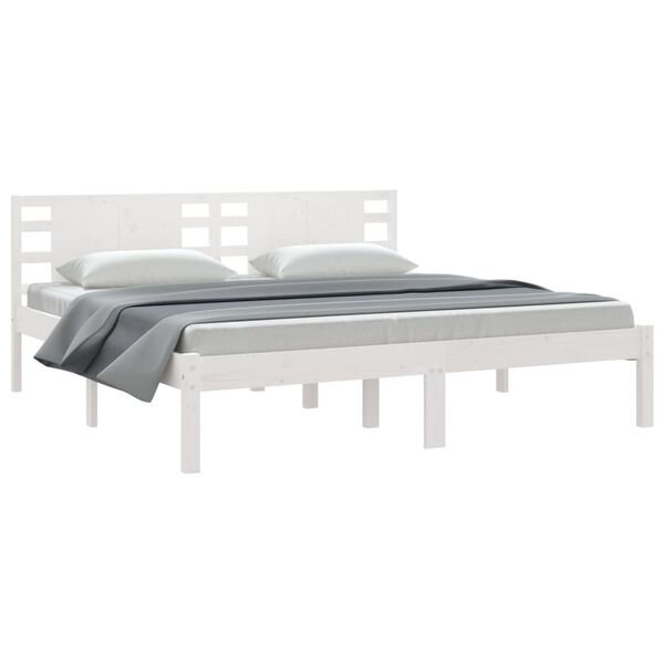 vidaXL Cadre de lit sans matelas blanc 200x200 cm bois massif de pin