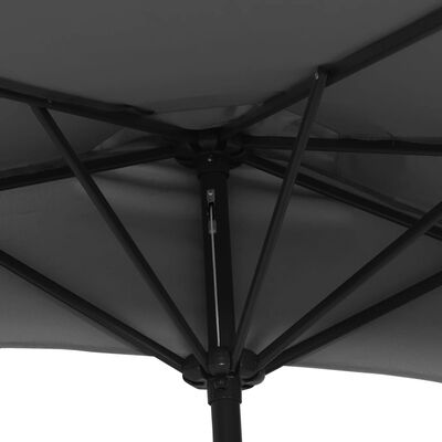 vidaXL Parasol de balcon avec mât en aluminium Noir 300x155x223cm Demi