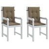 vidaXL Coussins de chaise &agrave; dossier bas lot de 2 taupe m&eacute;lang&eacute; tissu