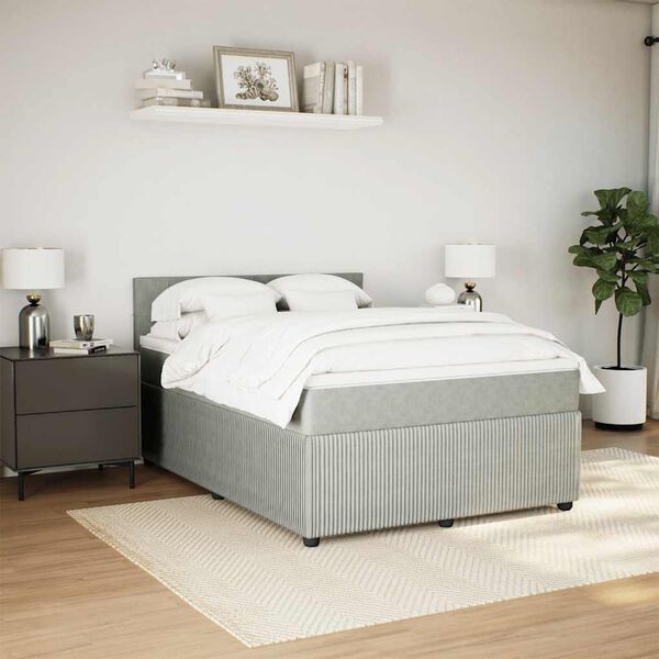 vidaXL Sommier à lattes de lit et matelas Gris clair 140x190cm Velours