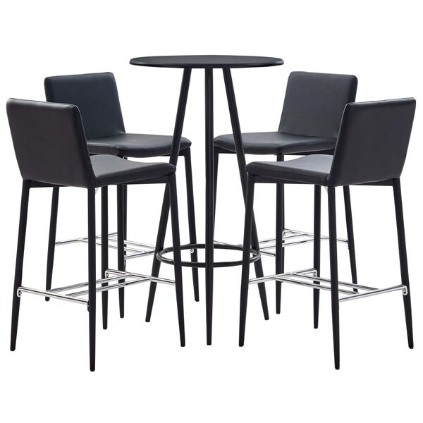 vidaXL Ensemble de bar 5 pcs Similicuir Noir