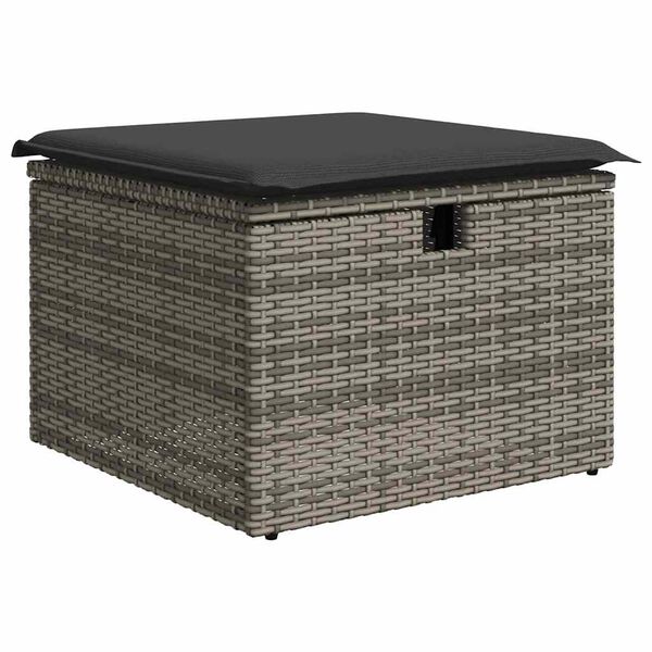 vidaXL Salon de jardin 2 pcs avec coussins gris r&eacute;sine tress&eacute;e acacia