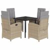 vidaXL Ensemble &agrave; manger de jardin avec coussins 5pcs Beige poly rotin