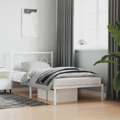 vidaXL Cadre de lit métal sans matelas et tête de lit blanc 100x200 cm