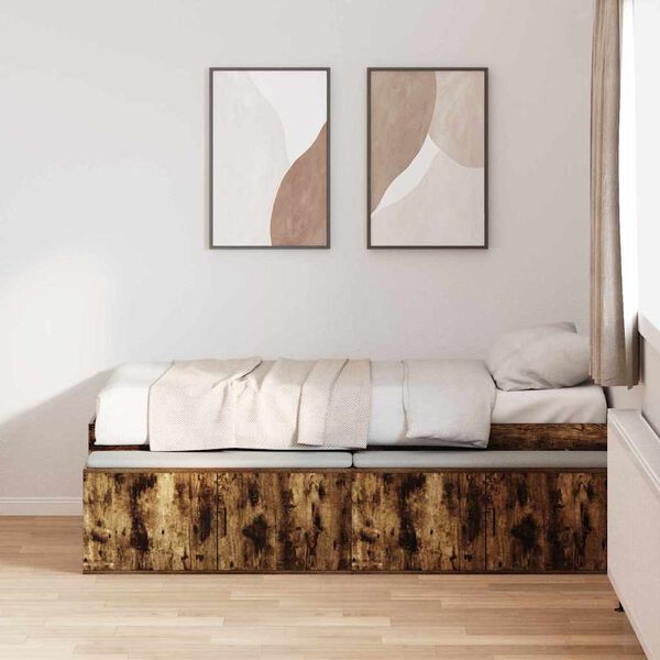 vidaXL Cadre de lit Ch&ecirc;ne fum&eacute; 100 x 200 cm Bois d'ing&eacute;nierie