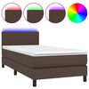 vidaXL Sommier &agrave; lattes de lit et matelas et LED Marron 80x200 cm