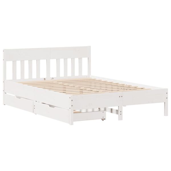 vidaXL Cadre de lit sans matelas blanc 160x200 cm bois de pin massif