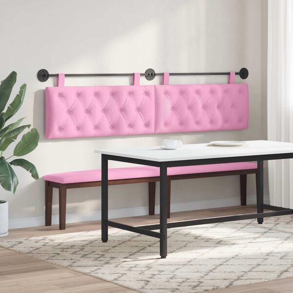 vidaXL T&ecirc;te de lit suspendue Montage mural Rose 210 x 55 x 7 cm tissu