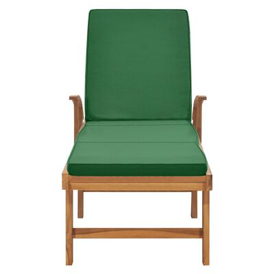 vidaXL Chaise longue avec coussin Bois de teck solide Vert