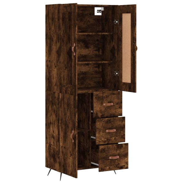 vidaXL Buffet haut Ch&ecirc;ne fum&eacute; 69,5x34x180 cm Bois d'ing&eacute;nierie