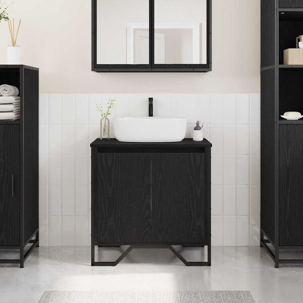 vidaXL Meuble de Lavabo de Salle de Bain Chêne noir 60 x 35 x 60 cm