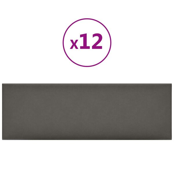 vidaXL Panneaux muraux 12 pcs Gris 90x30 cm Similicuir 3,24 m²