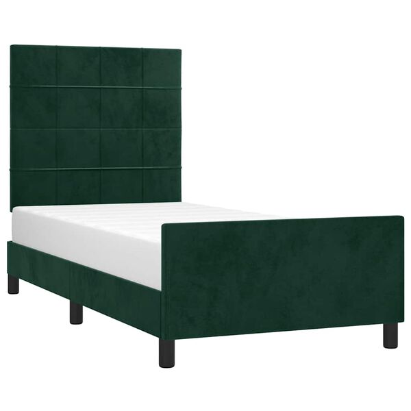 vidaXL Cadre de lit sans matelas vert fonc&eacute; 90x200 cm velours