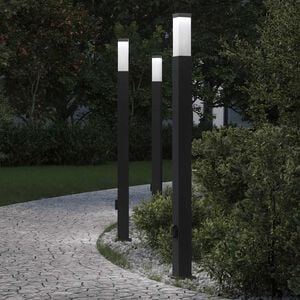 vidaXL Borne lumineuse avec sortie lot de 3 110 cm noire IP44