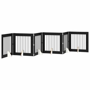 vidaXL Porte de chien pliable avec supports 6 pcs Ch&ecirc;ne noir 482 cm