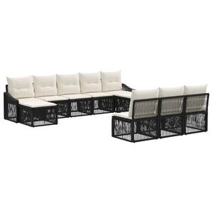 vidaXL Ensemble de canap&eacute; de jardin 10 pc Noir polyrotin