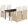 vidaXL Ensemble &agrave; manger de jardin avec coussins 5pcs Beige poly rotin