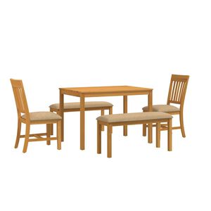 vidaXL Ensemble de salle &agrave; manger 5 pc Beige Bois de ch&ecirc;ne massif
