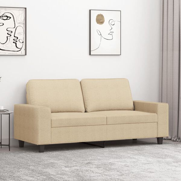 vidaXL Canap&eacute; &agrave; 2 places Cr&egrave;me 140 cm Tissu