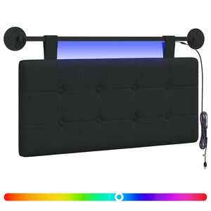 vidaXL T&ecirc;te de lit suspendue Avec lumi&egrave;re LED Noir Tissu