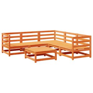 vidaXL Salon de jardin 6 pcs cire marron bois de pin massif