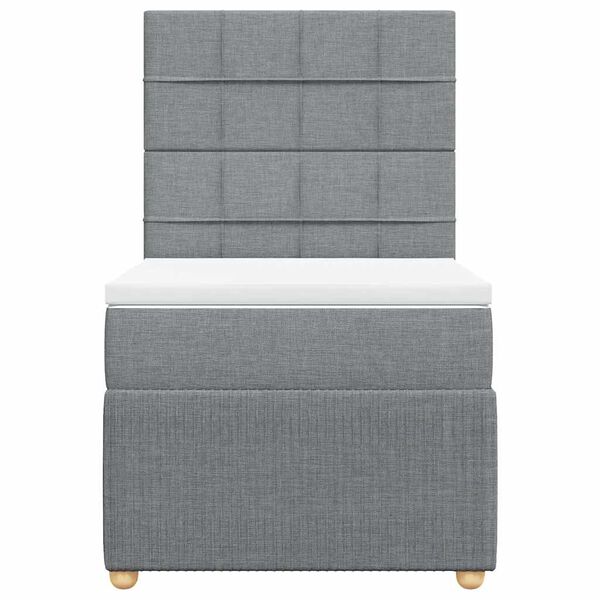 vidaXL Sommier &agrave; lattes de lit avec matelas Gris clair 90x200 cm Tissu